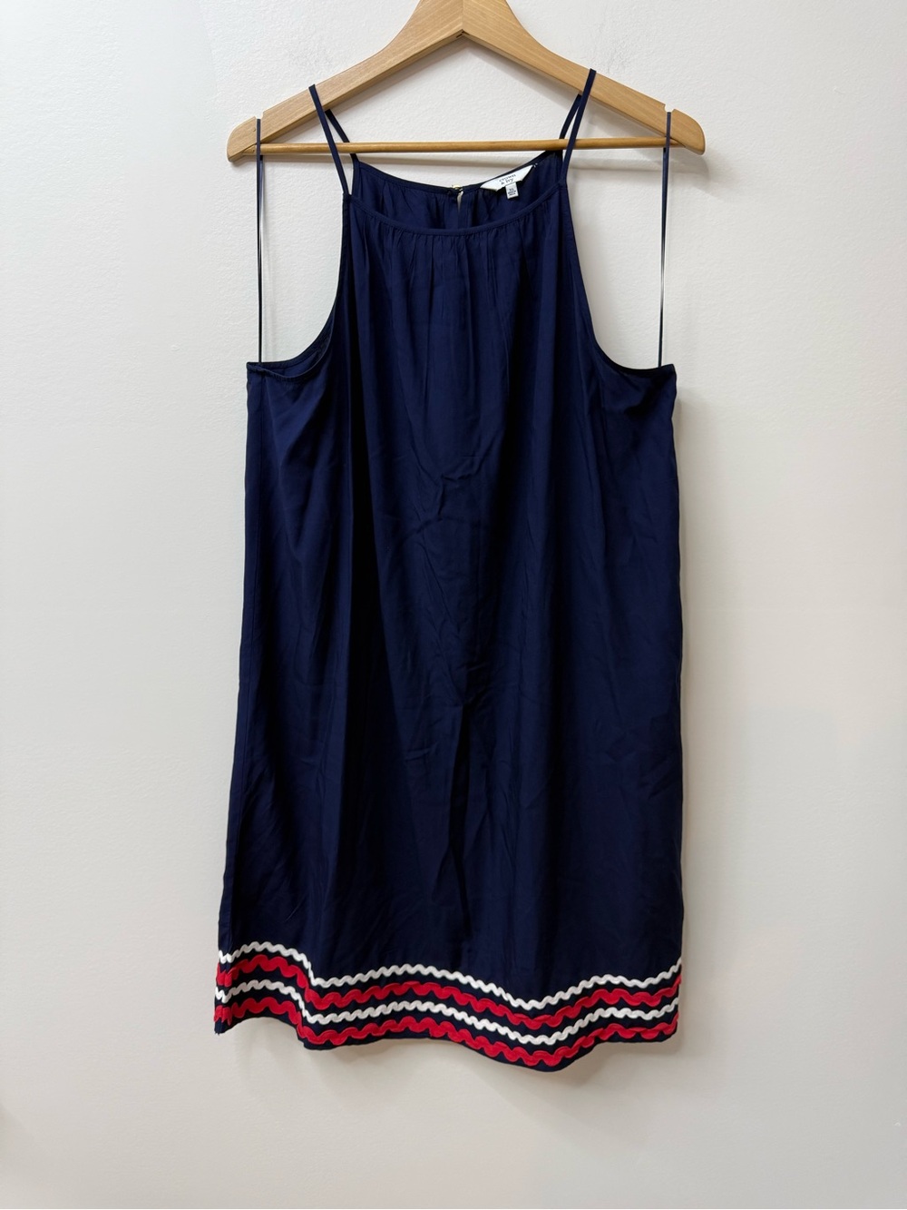 crown & ivy Navy Spaghetti-Strap Dress with Red and White Chevron Hem size XL - Picture 3 of 9